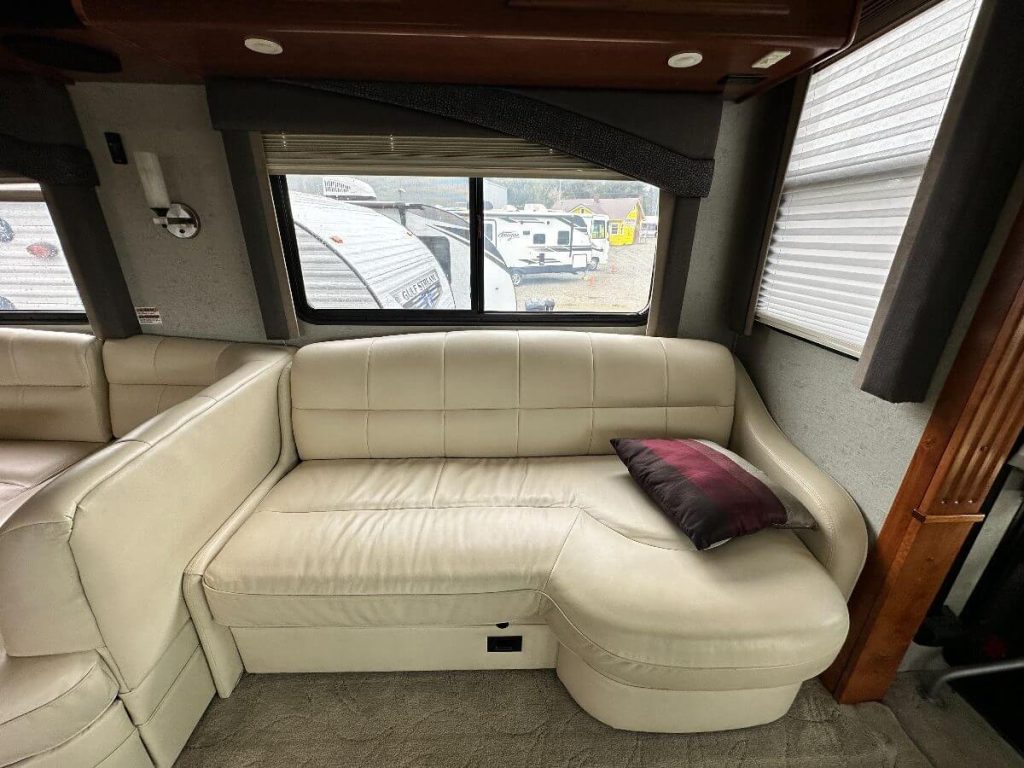 A comfortable couch inside the 2008 Fleetwood Pace Arrow