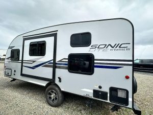 Exterior side view of Sonic RV
