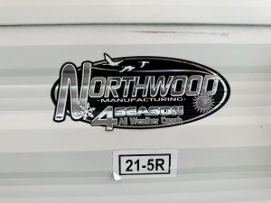 Northwood Nash decal on exterior of RV
